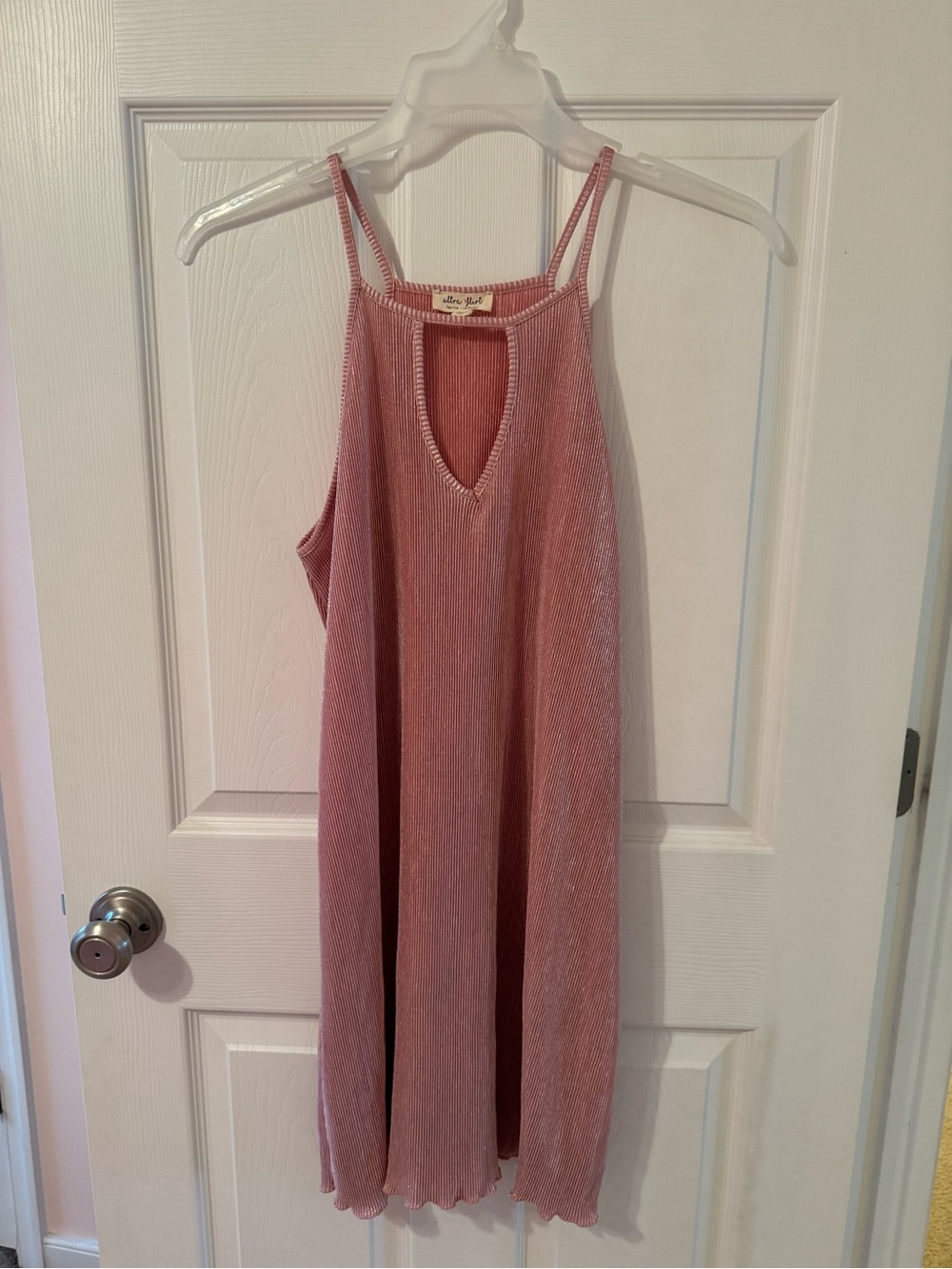 Ultra Flirt Blush Pink Ribbed Keyhole Dress